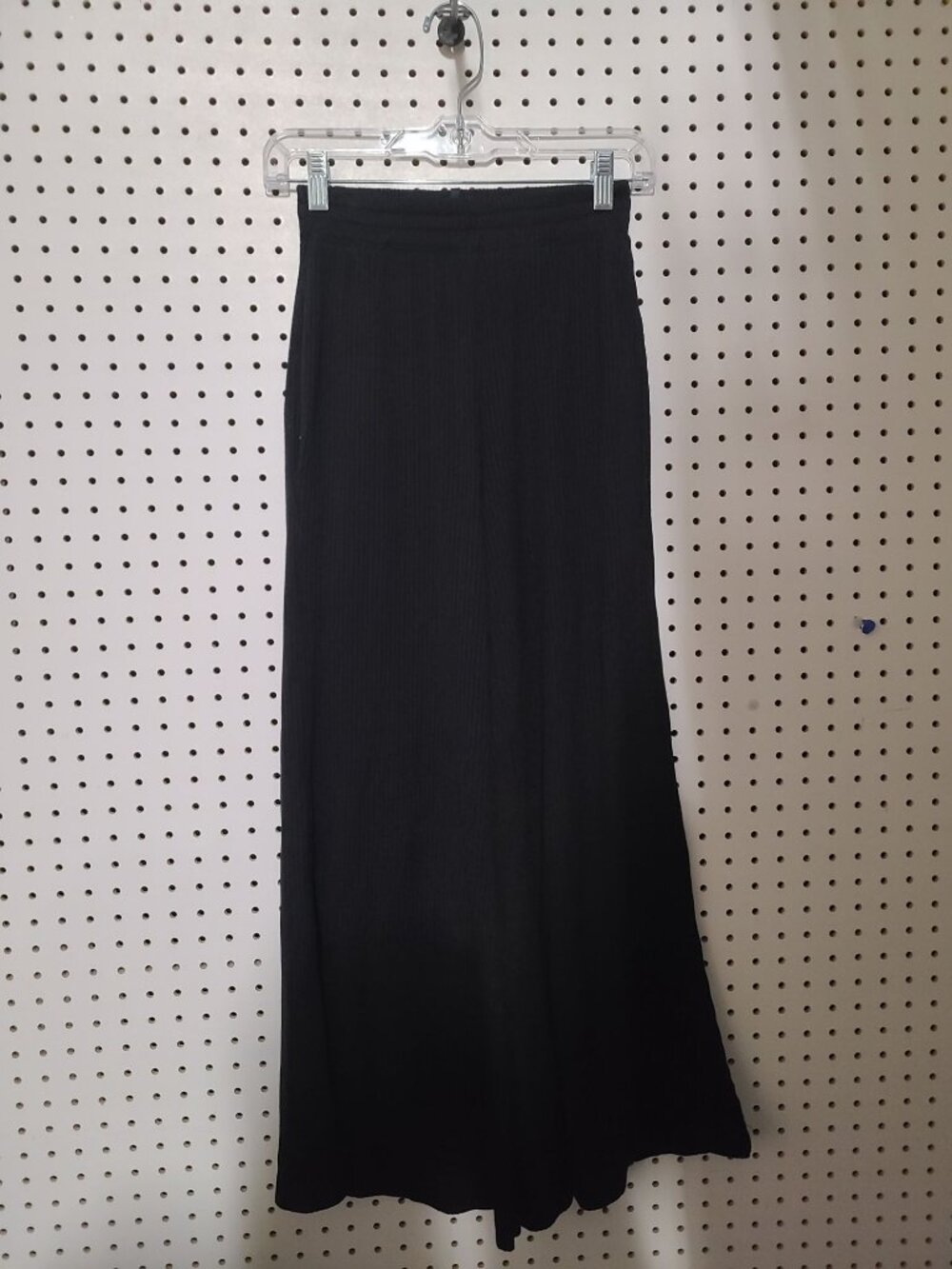 ASKK NY Black Ribbed Wide-Leg Pants Elastic Waist Womens M USA-Made